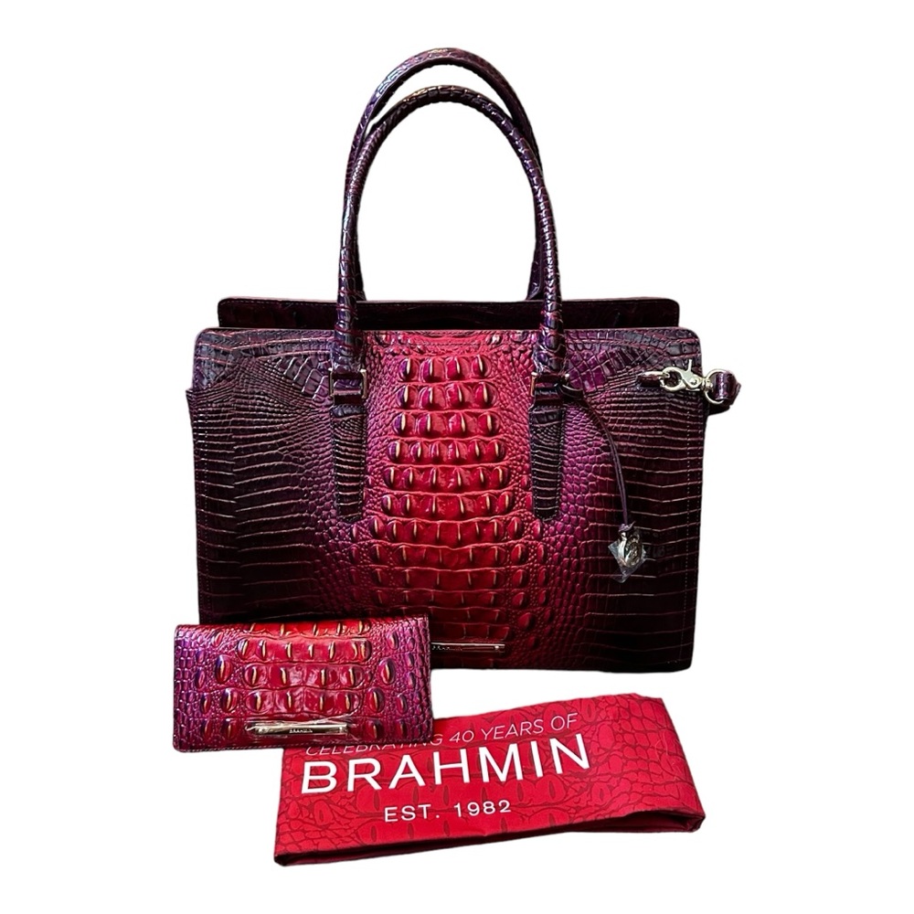Brahmin RUBY OMBRE MELBOURNE Finley & Ady Wallet Set W/Leather 40th Anniversary